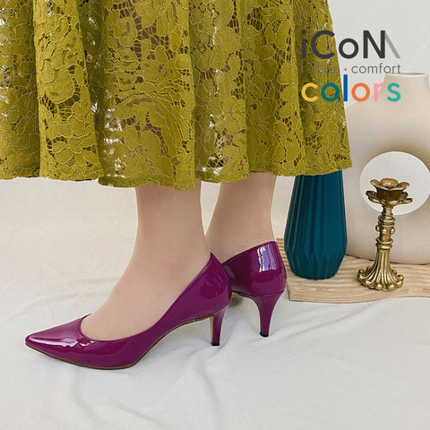 iCoN COLORS:ポインテッドトゥ エナメル パンプス(C76531)バイオレット/mamian(マミアン)