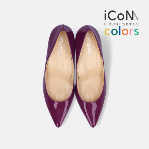 iCoN COLORS:ポインテッドトゥ エナメル パンプス(C76531)バイオレット/mamian(マミアン)
