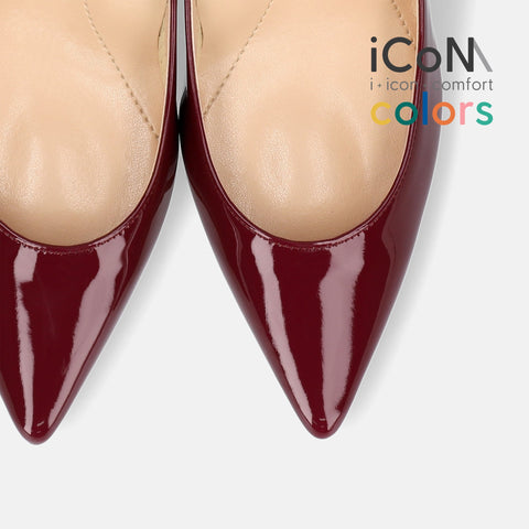 30%OFF:iCoN COLORS:ポインテッドトゥ エナメル パンプス(C76531)ボルドーE/mamian(マミアン)