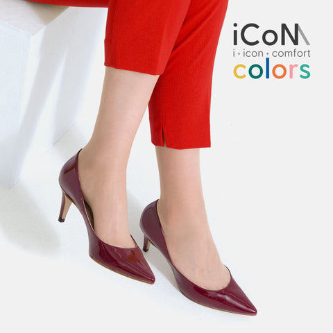 30%OFF:iCoN COLORS:ポインテッドトゥ エナメル パンプス(C76531)ボルドーE/mamian(マミアン)