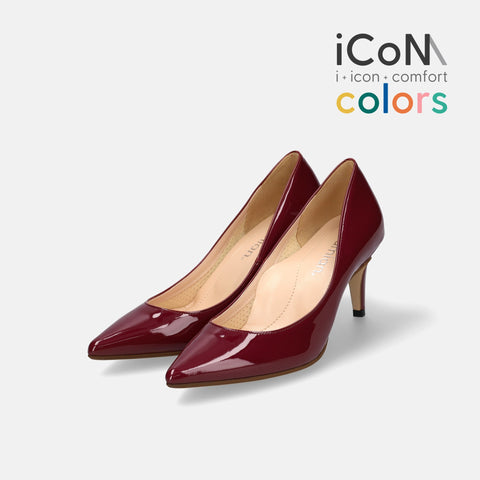 30%OFF:iCoN COLORS:ポインテッドトゥ エナメル パンプス(C76531)ボルドーE/mamian(マミアン)
