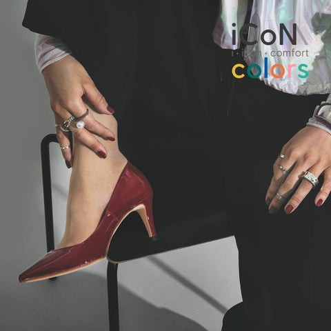 30%OFF:iCoN COLORS:ポインテッドトゥ エナメル パンプス(C76531)ボルドーE/mamian(マミアン)
