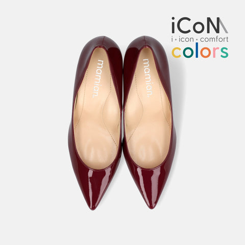 30%OFF:iCoN COLORS:ポインテッドトゥ エナメル パンプス(C76531)ボルドーE/mamian(マミアン)