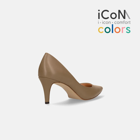 50%OFF:iCoN COLORS:ポインテッドトゥ スムース パンプス(C76533)ダークグレージュ/mamian(マミアン)