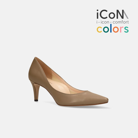 50%OFF:iCoN COLORS:ポインテッドトゥ スムース パンプス(C76533)ダークグレージュ/mamian(マミアン)