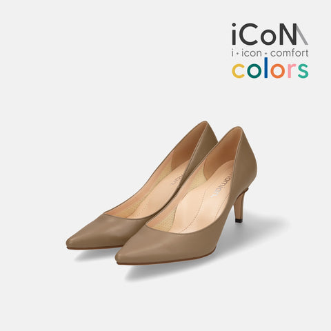50%OFF:iCoN COLORS:ポインテッドトゥ スムース パンプス(C76533)ダークグレージュ/mamian(マミアン)