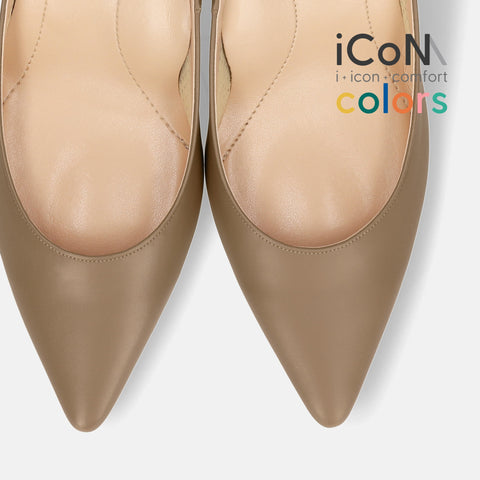 50%OFF:iCoN COLORS:ポインテッドトゥ スムース パンプス(C76533)ダークグレージュ/mamian(マミアン)