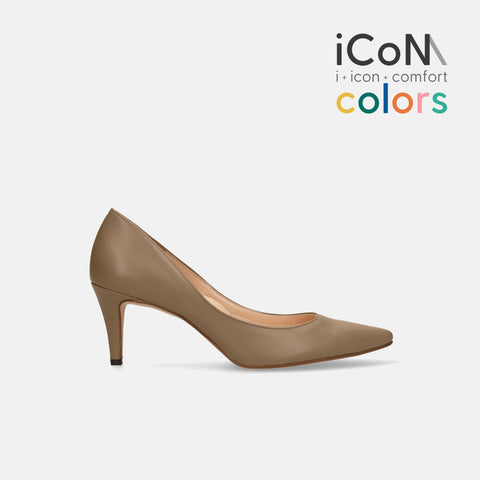 50%OFF:iCoN COLORS:ポインテッドトゥ スムース パンプス(C76533)ダークグレージュ/mamian(マミアン)