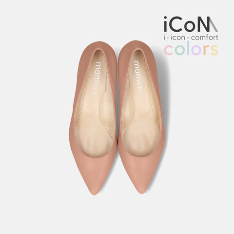 ラストワン30%OFF:iCoN COLORS:ポインテッドトゥ スムース パンプス(C57173)シェイドピンク/mamian(マミアン)