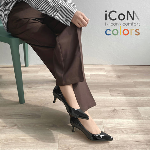 2025SS:iCoN COLORS:ポインテッドトゥ エナメル パンプス(C57171)ブラックE/mamian(マミアン)