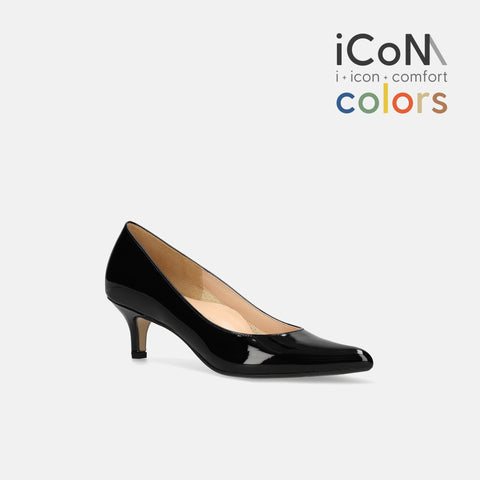 2025SS:iCoN COLORS:ポインテッドトゥ エナメル パンプス(C57171)ブラックE/mamian(マミアン)