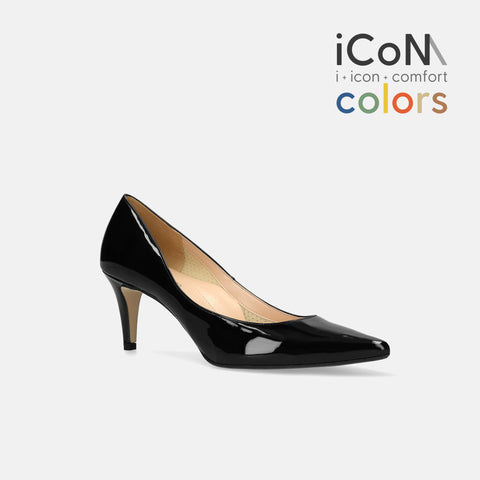 2025SS:iCoN COLORS:ポインテッドトゥ エナメル パンプス(C76531)ブラックE/mamian(マミアン)