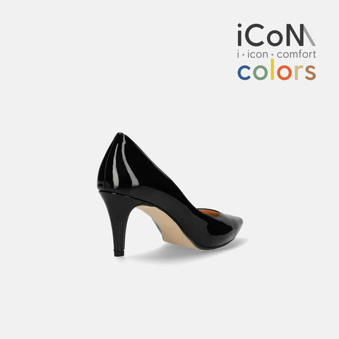 2025SS:iCoN COLORS:ポインテッドトゥ エナメル パンプス(C76531)ブラックE/mamian(マミアン)