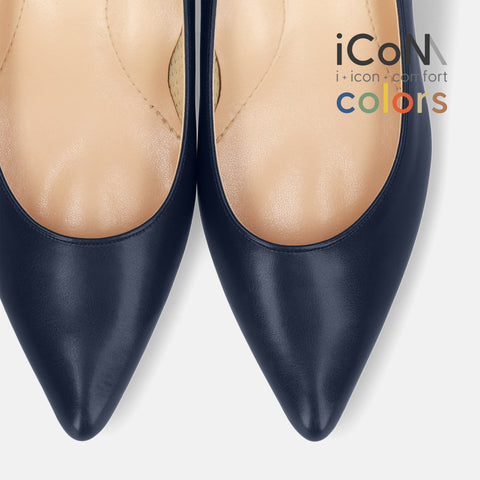 15%OFF:2025SS:iCoN COLORS:ポインテッドトゥ スムース パンプス(C57173)ネイビー/mamian(マミアン)