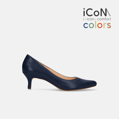 15%OFF:2025SS:iCoN COLORS:ポインテッドトゥ スムース パンプス(C57173)ネイビー/mamian(マミアン)