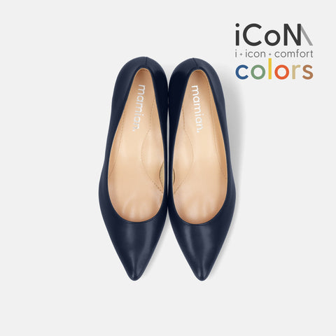 15%OFF:2025SS:iCoN COLORS:ポインテッドトゥ スムース パンプス(C57173)ネイビー/mamian(マミアン)