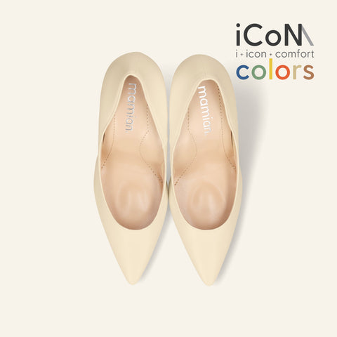 15%OFF:2025SS:iCoN COLORS:ポインテッドトゥ スムース パンプス(C9043)チャイ/mamian(マミアン)