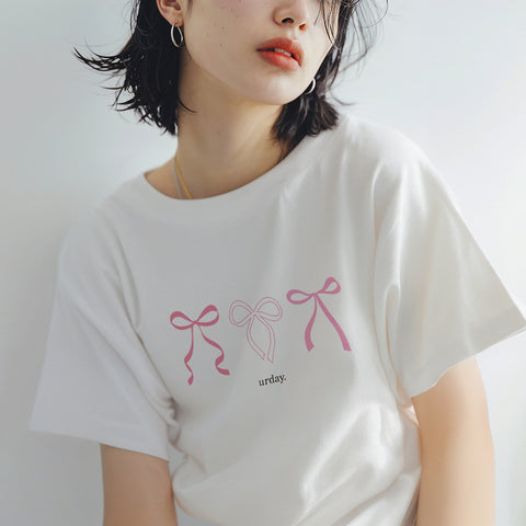 urday【Whimsical Ribbon Pink】Tシャツ(4455668)ホワイト/urday(マミアン)