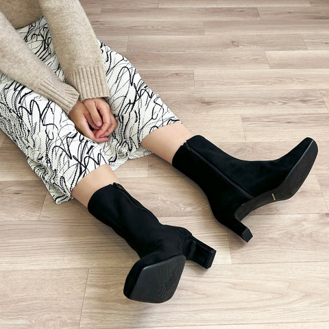 60%OFF:ワイドスクエアトゥ ショートブーツ(5400)ブラックS/mamian(マミアン)