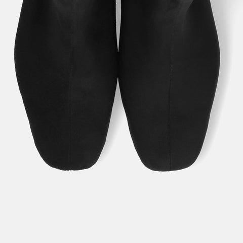 60%OFF:スクエアトゥ ストレッチフラットブーツ(3376)ブラックS/mamian(マミアン)