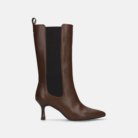 50%OFF:サイドゴア ミドルブーツ(m72009)ブラウン/mamian(マミアン)