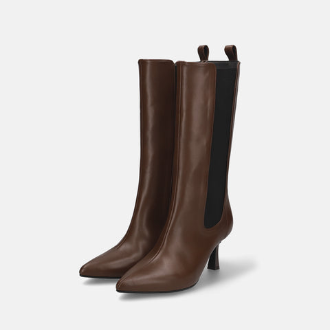 50%OFF:サイドゴア ミドルブーツ(m72009)ブラウン/mamian(マミアン)