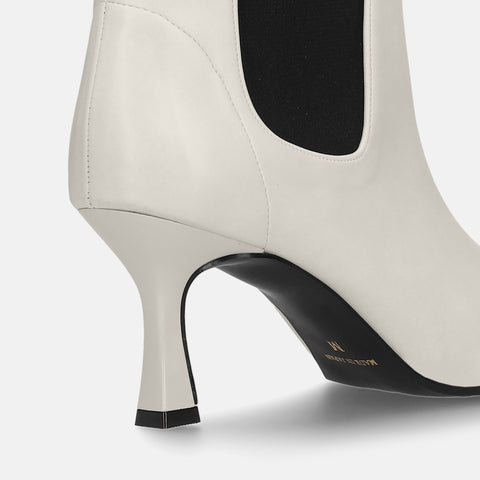 50%OFF:サイドゴア ミドルブーツ(m72009)アイボリー/mamian(マミアン)