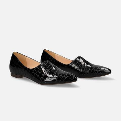 ラストワン2025SSBI:ポインテッドトゥ フラット 切替ドレスシューズ(154)ブラックCR/mamian(マミアン)