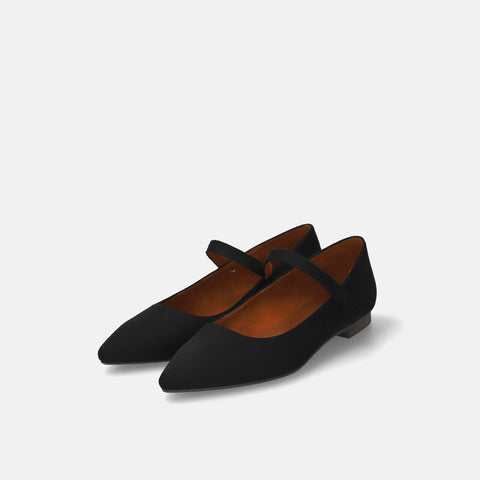 40%OFF:メリージェーン ストラップ フラットシューズ(4802)ブラックS/mamian(マミアン)