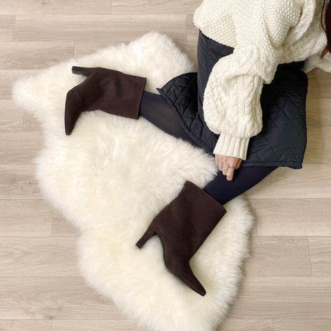 50%OFF:ワイドシャフト ショートブーツ(m81009)ブラウンS/mamian(マミアン)