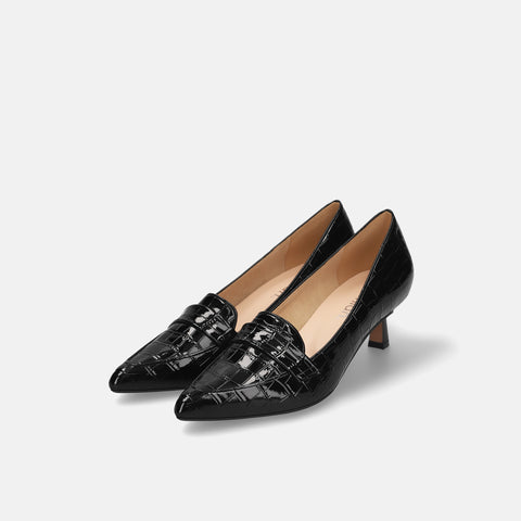 ラストワン30%OFF:ローファー デザイン パンプス(m45006)ブラックCR/mamian(マミアン)
