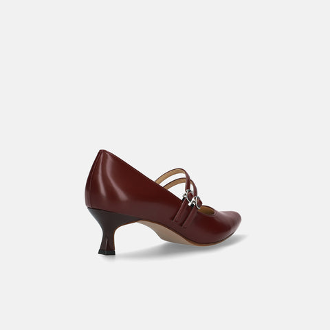 15%OFF:ダブル甲ストラップ パンプス(m55206)ボルドーG/mamian(マミアン)