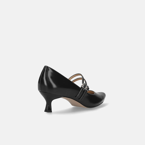 15%OFF:ダブル甲ストラップ パンプス(m55206)ブラックG/mamian(マミアン)
