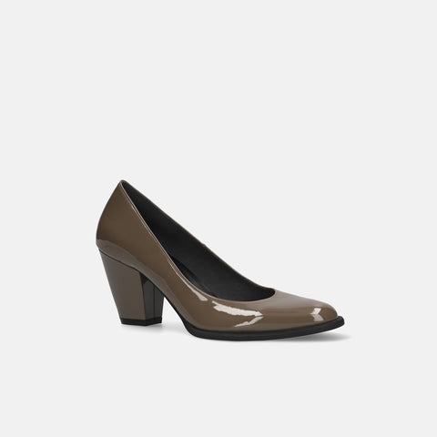 15%OFF:ラウンドトゥ チャンキーヒール パンプス(m66602)グレージュE/mamian(マミアン)