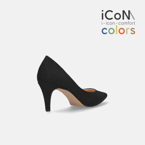 15%OFF:2025SS:iCoN COLORS:ポインテッドトゥ リネン パンプス(C76535)ブラックL/mamian(マミアン)