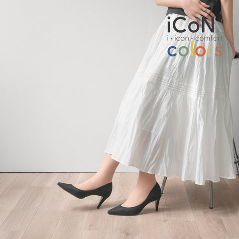 15%OFF:2025SS:iCoN COLORS:ポインテッドトゥ リネン パンプス(C76535)ブラックL/mamian(マミアン)