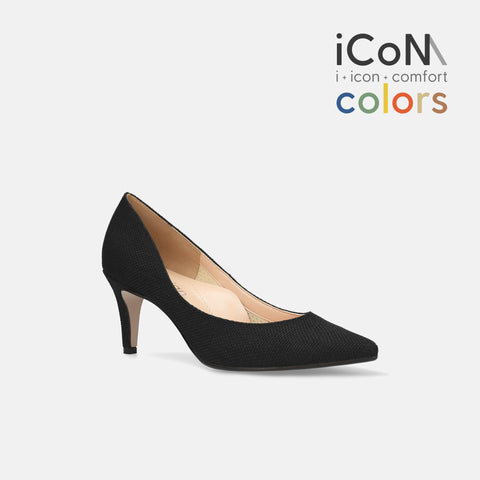 15%OFF:2025SS:iCoN COLORS:ポインテッドトゥ リネン パンプス(C76535)ブラックL/mamian(マミアン)