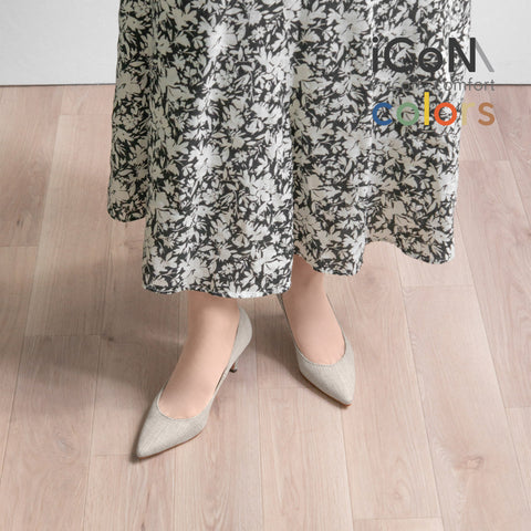 15%OFF:2025SS:iCoN COLORS:ポインテッドトゥ リネン パンプス(C76535)キナリL/mamian(マミアン)