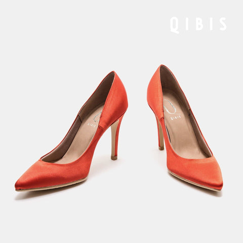 40%OFF:QIBIS ONE:9cmヒール ポインテッドトゥ パンプス(QM9004)Dオレンジ/QIBIS(マミアン)