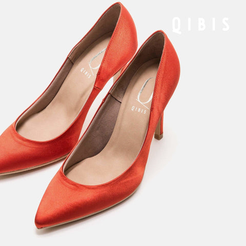 40%OFF:QIBIS ONE:9cmヒール ポインテッドトゥ パンプス(QM9004)Dオレンジ/QIBIS(マミアン)