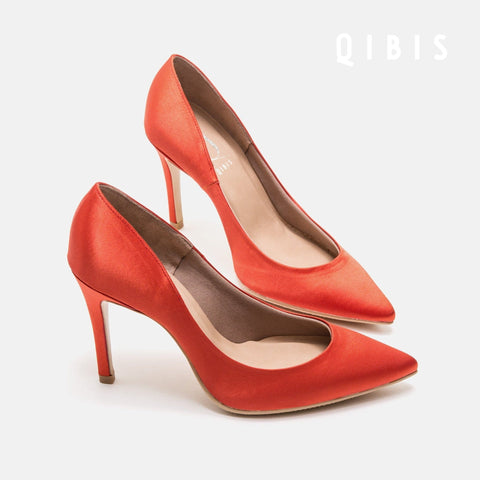 40%OFF:QIBIS ONE:9cmヒール ポインテッドトゥ パンプス(QM9004)Dオレンジ/QIBIS(マミアン)