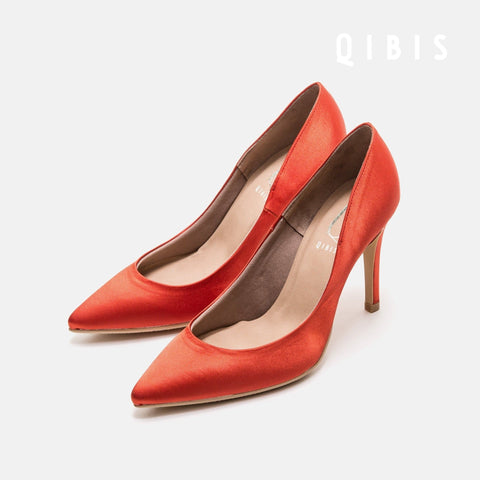 40%OFF:QIBIS ONE:9cmヒール ポインテッドトゥ パンプス(QM9004)Dオレンジ/QIBIS(マミアン)
