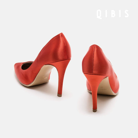 40%OFF:QIBIS ONE:9cmヒール ポインテッドトゥ パンプス(QM9004)Dオレンジ/QIBIS(マミアン)