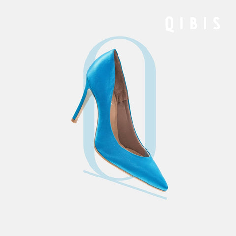 40%OFF:QIBIS ONE:9cmヒール ポインテッドトゥ パンプス(QM9004)Lブルー/QIBIS(マミアン)