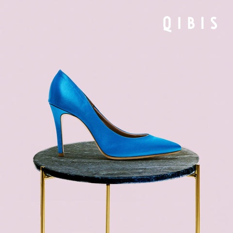 40%OFF:QIBIS ONE:9cmヒール ポインテッドトゥ パンプス(QM9004)Lブルー/QIBIS(マミアン)