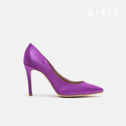 40%OFF:QIBIS ONE:9cmヒール ポインテッドトゥ パンプス(QM9004)パープル/QIBIS(マミアン)