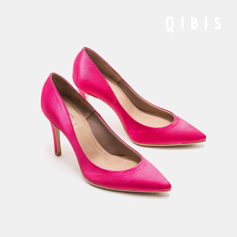 40%OFF:QIBIS ONE:9cmヒール ポインテッドトゥ パンプス(QM9004)ピンク/QIBIS(マミアン)