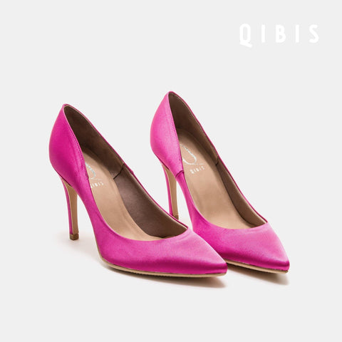 40%OFF:QIBIS ONE:9cmヒール ポインテッドトゥ パンプス(QM9004)ピンク/QIBIS(マミアン)