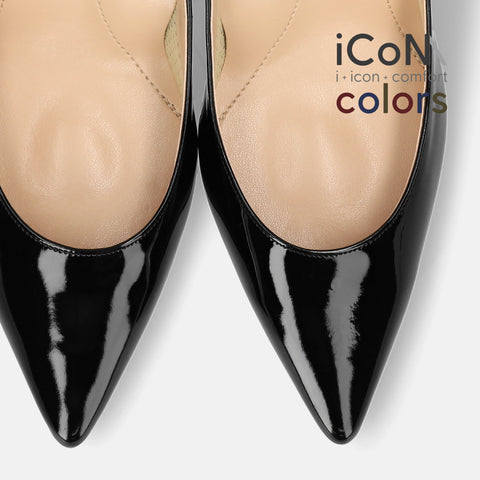 2024AW：iCoN COLORS：ポインテッドトゥ エナメル パンプス（C76531）ブラックE/mamian（マミアン）