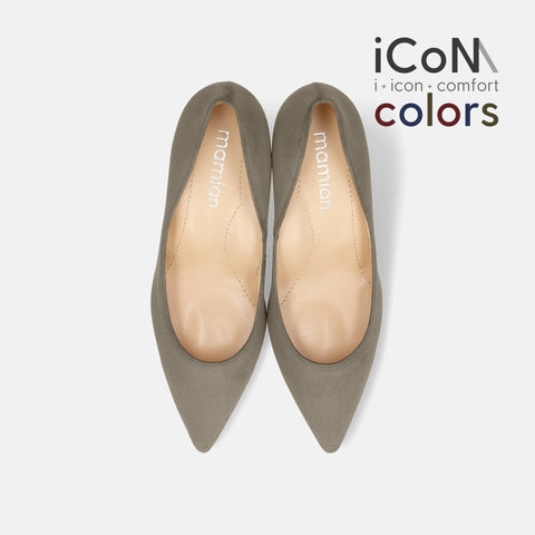 2024AW：iCoN COLORS：ポインテッドトゥ スエード パンプス（C76532）グレージュS/mamian（マミアン）